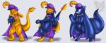  2017 absurd_res ambiguous_gender anthro big_ears big_tail blue_body bluebey cape clothing dark_body food food_creature goo_creature goo_transformation grin hat hayati headgear headwear hi_res incubator_(puella_magi) jell-o jelly jumpstart_games male neopet_(species) neopets orange_body orb posexe puella_magi rubber sequence sharp_teeth simple_background smile solo species_transformation surprise teeth transformation video_games zafara_(neopets) 