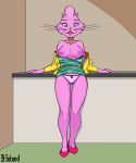  2020 anthro b-intend bojack_horseman breasts clothed clothing domestic_cat dress exposed_breasts felid feline felis female footwear full-length_portrait fur green_eyes hi_res high_heels jacket jewelry looking_at_viewer mammal necklace netflix nipples open_jacket panties partially_clothed pink_body pink_fur portrait princess_carolyn raised_clothing raised_dress shoes solo standing topwear underwear 