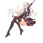  1girl ;o alternate_costume assault_rifle bangs battle_rifle black_dress black_legwear blonde_hair blush breasts damaged dress eyebrows_visible_through_hair full_body g3_(girls_frontline) girls_frontline gun h&amp;k_g3 hair_ornament headgear holding holding_gun holding_weapon large_breasts long_hair long_sleeves looking_at_viewer medium_breasts official_art one_eye_closed open_mouth philomelalilium purple_eyes rifle solo thighhighs torn_clothes torn_dress torn_legwear transparent_background very_long_hair weapon 