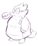 alphys anthro belly breasts buckteeth clothed clothing dialogue english_text eyewear female glasses long_shirt longcriercat non-mammal_breasts obese obese_anthro obese_female overweight overweight_female reptile scalie shirt solo speech_bubble standing teeth text thick_neck thick_tail three-quarter_view topwear undertale video_games 