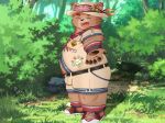  2020 aboodhc anthro belly bottomwear brown_body brown_fur bulge clothing eyes_closed fire_ciramantep fur hi_res male mammal outside overweight overweight_anthro overweight_male paws shirt shorts solo tokyo_afterschool_summoners topwear ursid video_games 