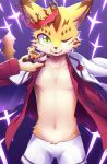  anthro clothed clothing corsage crown felid fur green_eyes hi_res leopard male mammal navel one_eye_closed open_shirt ose_(tas) pantherine pawpads raizinndx shirt solo spots spotted_body spotted_fur suit tokyo_afterschool_summoners topwear video_games wink young 