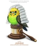  ambiguous_gender angry avian beady_eyes bird black_body black_eyes black_feathers budgerigar cryptid-creations english_text feathered_wings feathers feral gavel green_body green_feathers hair humor judge loriinae parakeet parrot pun simple_background solo text true_parrot url visual_pun white_background white_hair wig wings yellow_body yellow_feathers 