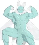  abs anthro arthropod balls big_muscles big_penis flexing fluffedwings genitals grin humanoid_genitalia insect lepidopteran male moth muscular muscular_anthro muscular_male pecs penis simple_background smile solo solo_focus vein veiny_penis wings 