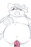  2020 2:3 anthro bear_2key belly bodily_fluids clothing erection genital_fluids genitals hat headgear headwear hi_res infernal_ciramantep kemono male mammal moobs navel overweight overweight_anthro overweight_male penis precum pubes simple_background solo tokyo_afterschool_summoners ursid video_games white_background 