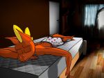  anthro clothing dragon hi_res male mreidu orange_body orange_skin sleeping solo spyke_(mreidu) underwear 