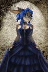  2020 2:3 anthro blue_hair caribou_(artist) clothed clothing corset_dress digital_media_(artwork) dress female hair lagomorph leporid mammal rabbit smile solo 