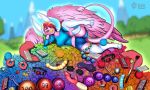  4_toes adventure_time anthro avian candy cartoon_network dildo female fionna_the_human food hi_res looking_at_viewer number pink_body sex_toy solo toes tutifruti_(artist) wings 