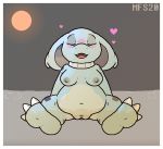  &lt;3 2020 anthro blush border breasts claws collar ears_back eyes_closed fangs female genitals hi_res markings matchesyashi moon navel nidorina nintendo nipples nude open_mouth paws pivoted_ears pok&eacute;mon pok&eacute;mon_(species) pussy sitting sleeping solo tongue video_games water white_border 