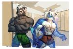  2020 abs absurd_res anthro biceps blue_body blue_fur canid canine canis cheong_hwan clothing digital_media_(artwork) eye_patch eyewear fur hair hi_res hunter_(wolfmalro) male mammal multicolored_body multicolored_fur muscular muscular_anthro muscular_arms muscular_male pecs red_eyes scar simple_background white_body white_fur wolf wolfmalro 