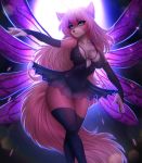  adorableinall ahoge anthro blue_eyes breasts canid canine canis clothed clothing digital_media_(artwork) eyelashes female fingers fur hair mammal mariah_veiethe nails smile solo wings wolf 