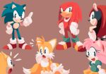  2018 accessory amberuzkaa anthro canid canine classic_amy_rose classic_sonic_(universe) clothing echidna eulipotyphlan eye_contact female footwear fox gloves group hair_accessory hairband handwear hedgehog knuckles_the_echidna looking_at_another male mammal mighty_the_armadillo miles_prower monotreme open_mouth open_smile ray_the_flying_squirrel simple_background smile sonic_the_hedgehog sonic_the_hedgehog_(series) video_games 