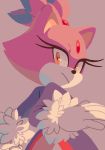  2018 amberuzkaa anthro blaze_the_cat clothing felid feline female gloves hair handwear looking_back mammal simple_background solo sonic_the_hedgehog_(series) video_games 