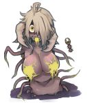  ahoge areola big_breasts breasts clinger_(terraria) female green_areola green_eyes hair humanoid mandibles monster nyong_nyong open_mouth simple_background slime solo tentacles terraria white_background 