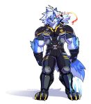  2020 anthro belt biceps canid canine canis cheong_hwan clothed clothing digital_media_(artwork) fingerless_gloves fur gloves hair handwear hi_res male mammal muscular muscular_anthro muscular_male police_uniform simple_background solo uniform wolf wolfmalro 