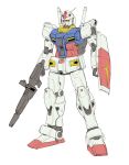  beam_rifle energy_gun gun gundam highres holding holding_gun holding_shield holding_weapon mecha mobile_suit_gundam no_humans redesign rx-78-2 shield solo standing sukekiyo56 weapon white_background yellow_eyes 