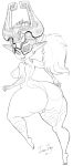  2020 big_butt breasts butt clothing female genitals headdress huge_butt humanoid imp jessijinx long_ears looking_back mantle markings midna monochrome nintendo not_furry pussy signature sketch snaggle_tooth solo the_legend_of_zelda twilight_princess video_games 