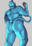  absurd_res anthro blue_body blue_fur butt dragon_ball dragon_ball_z flexing fur gogeta hi_res male mammal nude oozaru primate rear_view red_eyes saiyan simple_background solo 