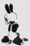  armless balls bone dark_skin dpbleu genitals humanoid lagomorph leporid looking_aside looking_away male mammal monochrome navel necktie notel_notamy_(starrberry) penis rabbit simple_background sitting skeleton skull solo tagme white_background 