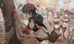  6+girls against_wall annette_fantine_dominic bernadetta_von_varley bikini breasts byleth_(fire_emblem) byleth_(fire_emblem)_(female) cellphone cocktail_glass cup dorothea_arnault drinking_glass edelgard_von_hresvelg fire_emblem fire_emblem:_three_houses fire_emblem_heroes flower hair_flower hair_ornament hat highres hilda_valentine_goneril korokoro_daigorou large_breasts lysithea_von_ordelia marianne_von_edmund multiple_girls navel petra_macneary phone sarong smartphone smile stairs stomach sun_hat swimsuit wall_slam yuri 