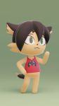  3d_(artwork) 9:16 absurd_res animal_crossing anthro black_hair canid canine canis clothing digital_media_(artwork) dipstick_tail domestic_dog fan_character fur hair hi_res kekitopu male mammal multicolored_tail nintendo nintendo_switch shirt simple_background solo switch_dog tank_top topwear video_games vin_(pkfirefawx) yellow_body yellow_fur 