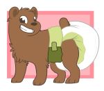  all_fours brown_bear brown_body brown_eyes brown_fur cartoon_network diaper fur furgonomics grin grizzly_(wbb) hi_res looking_at_viewer male mammal paddedpaws smile ursid ursine we_bare_bears 