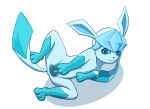  animal_genitalia animal_pussy blue_body blue_eyes blue_fur eeveelution female feral fur genitals glaceon hi_res looking_aside lying moderately_ashamed nintendo pok&eacute;mon pok&eacute;mon_(species) pussy simple_background smile solo video_games white_background 