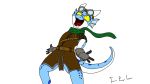  16:9 anthro armor clothing dungeons_and_dragons evil_laugh eyewear fantasy fin gauntlets gloves goggles handwear hasbro hi_res horn kobold male scales scalie scarf solo thepornlizard widescreen wizards_of_the_coast zepto 