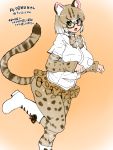  3:4 :d animal_humanoid blush boots bottomwear bow_tie breasts brown_hair clothed clothing dipstick_tail eyewear felid felid_humanoid feline feline_humanoid female footwear glasses gradient_hair green_eyes hair hi_res humanoid inner_ear_fluff isna japanese_text kemono_friends legwear leopardus leopardus_humanoid long_sleeves mammal mammal_humanoid margay_(kemono_friends) margay_humanoid multicolored_hair multicolored_tail open_mouth pattern_clothing pattern_legwear shirt skirt smile solo spots spotted_clothing spotted_legwear striped_tail stripes text tights topwear translation_request tuft white_hair 