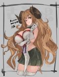  1girl absurdres anila_(granblue_fantasy) breasts draph gloves granblue_fantasy highres horns large_breasts long_hair n9+ sheep_horns smile solo thick_eyebrows thighhighs very_long_hair work_in_progress zettai_ryouiki 