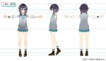  1girl ahoge black_hair blue_eyes concept_art hair_flaps hair_ornament nijisanji official_art open_mouth oshio_(dayo) school_uniform shoes smile solo sorahoshi_kirame spread_legs virtual_youtuber 