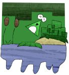  alpha_channel ambiguous_gender amphibian feral frog hi_res jumping plant solo swamp unknown_artist 