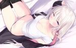  aqua_eyes bed long_hair navel original panties sasahara_wakaba underwear 