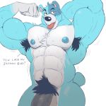  1:1 2020 abs animal_crossing anthro armpit_hair balls barazoku biceps blue_body blue_nipples bodily_fluids body_hair chest_tuft dialogue flaccid flexing genitals ghoskee hi_res humanoid_genitalia humanoid_penis kody_(animal_crossing) looking_at_viewer male mammal muscular muscular_anthro muscular_male navel nintendo nipples nude pecs penis pubes simple_background solo standing sweat talking_to_viewer tongue tongue_out tuft ursid video_games white_background 