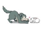 &lt;3 anthro anthro_on_anthro beastars blush canid canine canis duo female feral fur grey_body grey_fur haru_(beastars) lagomorph larger_anthro larger_male legoshi_(beastars) leporid looking_at_another male male/female mammal predator/prey rabbit simple_background size_difference smaller_anthro smaller_female thedawnmist white_background white_body white_fur wolf 