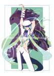  1boy absurdres bangle beret border bracelet cccacademia character_name cropped_shirt green_background green_eyes green_hair hat highres jewelry ludicolo lumineon luvdisc male_focus milotic pants pokemon pokemon_(creature) pokemon_oras purple_shirt scarf shirt short_hair sideburns signature sleeveless sleeveless_shirt smile suicune swampert vest wallace_(pokemon) white_border white_hat white_pants white_vest 