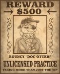  anthro bouncyotter bow_tie breasts clothed clothing english_text female flinters fur hair hat headgear headwear hi_res lutrine mammal mustelid solo text wanted_poster whiskers 