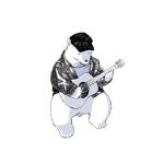  1:1 2019 anthro clothed clothing eyes_closed feral guitar hat headgear headwear hi_res knimzknov mammal musical_instrument plucked_string_instrument polar_bear simple_background sitting solo string_instrument ursid ursine white_background 