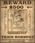  anthro clothed clothing english_text eyewear flinters glasses gloves handwear hat headgear headwear hi_res kangaroo macropod male mammal marsupial scarf solo text train vehicle wanted_poster 