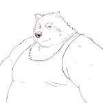  1:1 2020 absurd_res anthro belly canid canine canis clothing domestic_dog hi_res kemono kumajjjj male mammal overweight overweight_anthro overweight_male shirt simple_background solo topwear white_background 