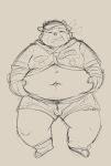  2020 96panda 96panda_hk absurd_res anthro belly blush bulge clothing eyes_closed fire_ciramantep hat headgear headwear hi_res humanoid_hands kemono male mammal navel overweight overweight_anthro overweight_male shirt simple_background solo tokyo_afterschool_summoners topwear underwear ursid video_games 