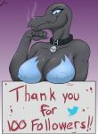  alternate_color anthro areola big_breasts blue_eyes breast_squish breasts collar fan_character female hi_res jeffthehusky name_tag nintendo nipples pok&eacute;mon pok&eacute;mon_(species) salazzle scalie smile smoke solo squish video_games 