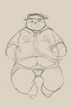  2020 96panda 96panda_hk absurd_res anthro belly bulge clothing hat headgear headwear hi_res jockstrap kemono male mammal nether_ciramantep one_eye_closed overweight overweight_anthro overweight_male pubes shirt simple_background solo tokyo_afterschool_summoners topwear underwear ursid video_games wink 