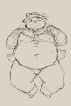  2020 96panda 96panda_hk absurd_res anthro belly bulge clothed clothing hat headgear headwear hi_res humanoid_hands kemono male mammal moobs nipples one_eye_closed open_shirt overweight overweight_anthro overweight_male shirt simple_background solo tokyo_afterschool_summoners topwear underwear ursid video_games water_ciramantep wink 