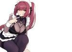  apron blush breasts evan_yang fate/grand_order fate_(series) headdress long_hair maid pantyhose ponytail purple_hair red_eyes scathach_(fate/grand_order) white 