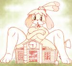  animal_crossing anthro artistafrustrado canid canine canis covering covering_breasts domestic_dog female gentle_giant growth isabelle_(animal_crossing) macro mammal nintendo shih_tzu surprise town_hall toy_dog video_games 