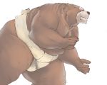  2019 5:4 anthro belly brown_body brown_fur fur humanoid_hands kemono male mammal overweight overweight_male simple_background solo sumo ursid velcro74656 white_background 