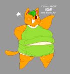  animal_crossing anthro breasts clothed clothing domestic_cat elemental_creature english_text felid feline felis female flora_fauna food food_creature fruit grey_background leaf living_fruit mammal mintrimo nintendo obese obese_anthro obese_female one_eye_closed open_mouth orange_(fruit) orange_body overweight overweight_anthro overweight_female plant simple_background solo tangy_(animal_crossing) text video_games wink 