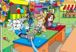  animal_crossing anthro balloon canid canine clothed clothing disney female giant_panda greeny_(odisaodi) group hi_res humor lagomorph leporid lilo_and_stitch male mammal milly_(millcore) nintendo public rabbit stitch_(lilo_and_stitch) stitches_(animal_crossing) tinydevilhorns ursid video_games water 