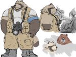  2019 4:3 anthro belly bottomwear brown_body brown_fur camera canid canine clothing fur kemono male mammal overweight overweight_male pants raccoon_dog shirt tanuki topwear velcro74656 